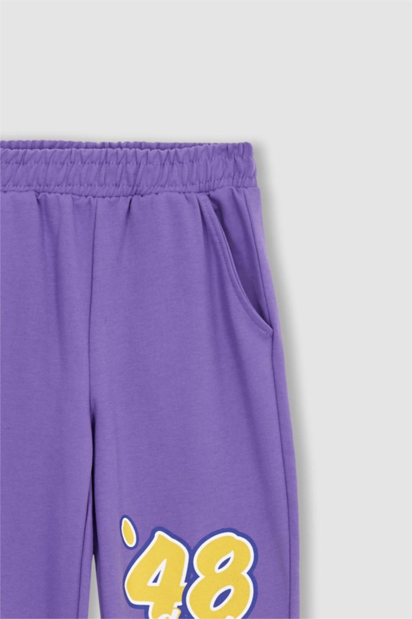 بناتي بنفسجي بنطلون سويت بانتس بناتي بحافة مطاطي
