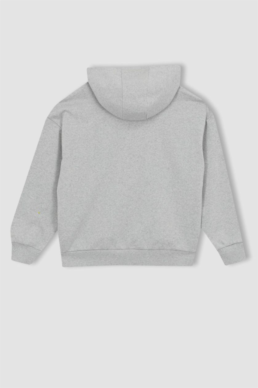 Girls & Teens Light Grey Melange Regular Fit NBA Milwaukee Bucks Licensed Crew Neck Sweatshirt