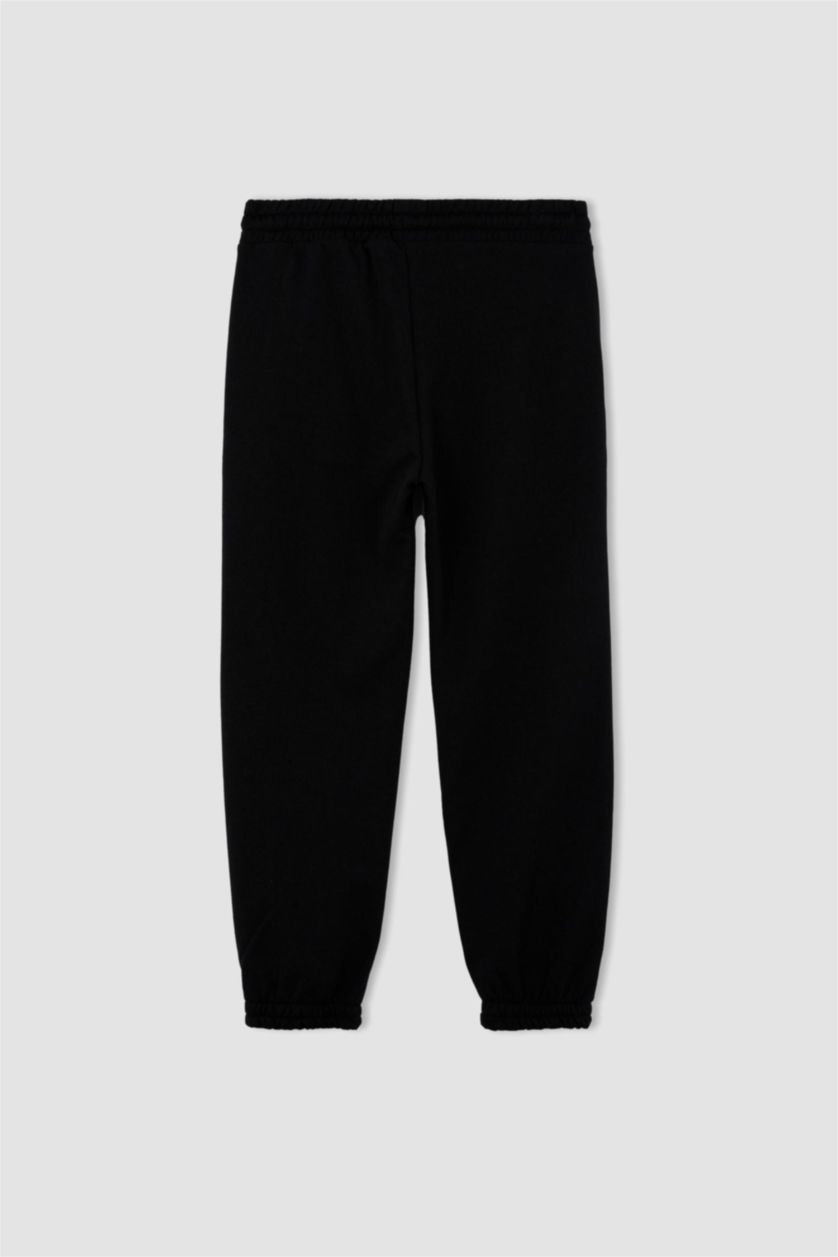 نساء أسود Regular Fit Thick Sweatshirt Fabric Trousers
