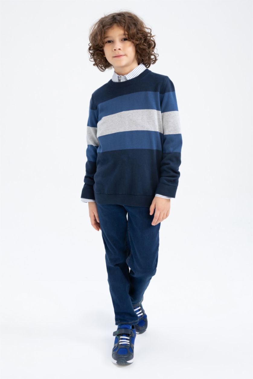 BOYS & TEENS NAVY Boy Regular Fit Crew Neck Pullover