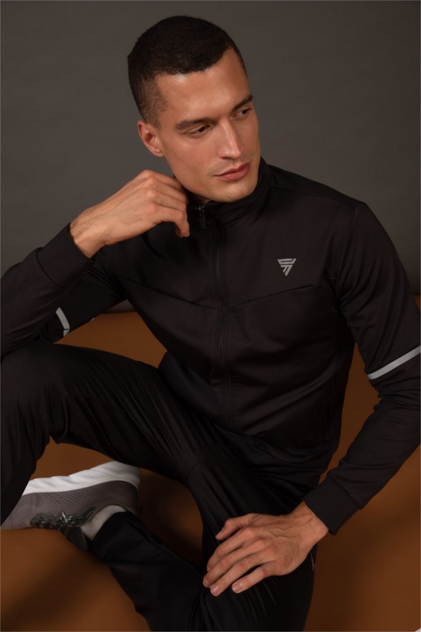 رجال أسود Slim Fit Scuba Fabric Cardigan