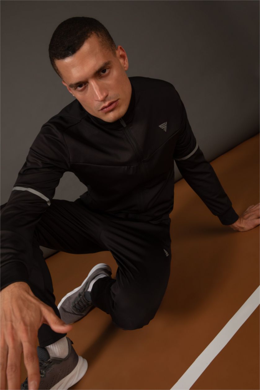 رجال أسود Slim Fit Scuba Fabric Cardigan