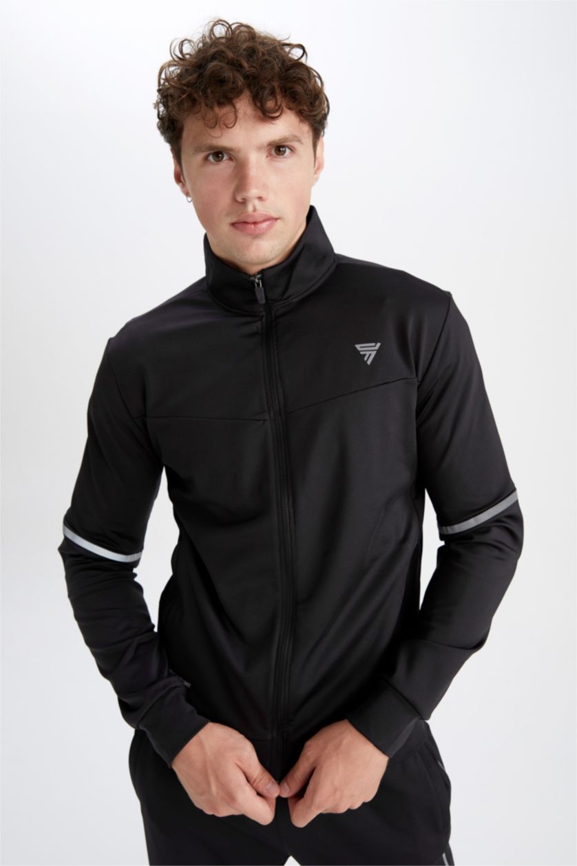 رجال أسود Slim Fit Scuba Fabric Cardigan