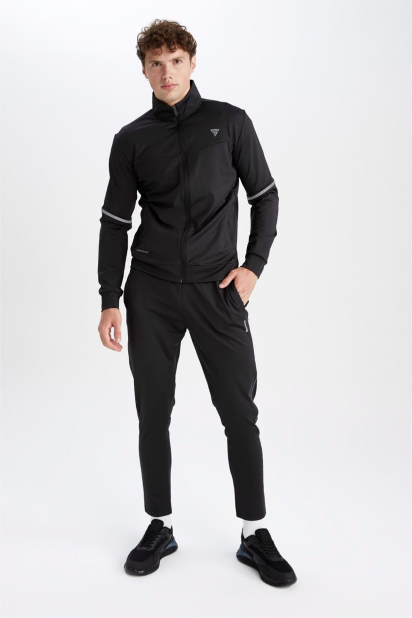 رجال أسود Slim Fit Scuba Fabric Cardigan