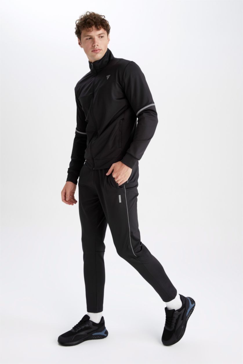 رجال أسود Slim Fit Scuba Fabric Cardigan