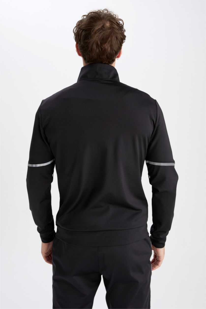 رجال أسود Slim Fit Scuba Fabric Cardigan