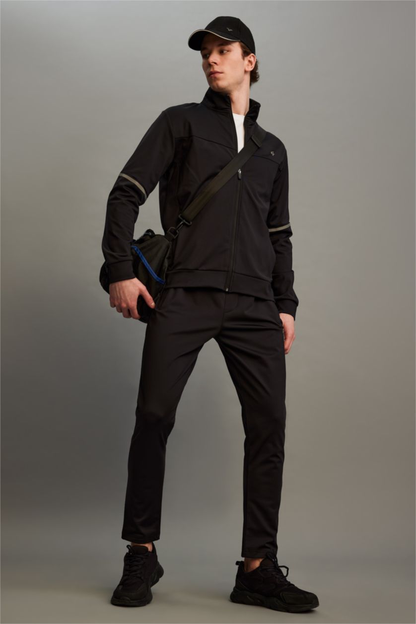MAN Black Slim Fit Scuba Fabric Cardigan