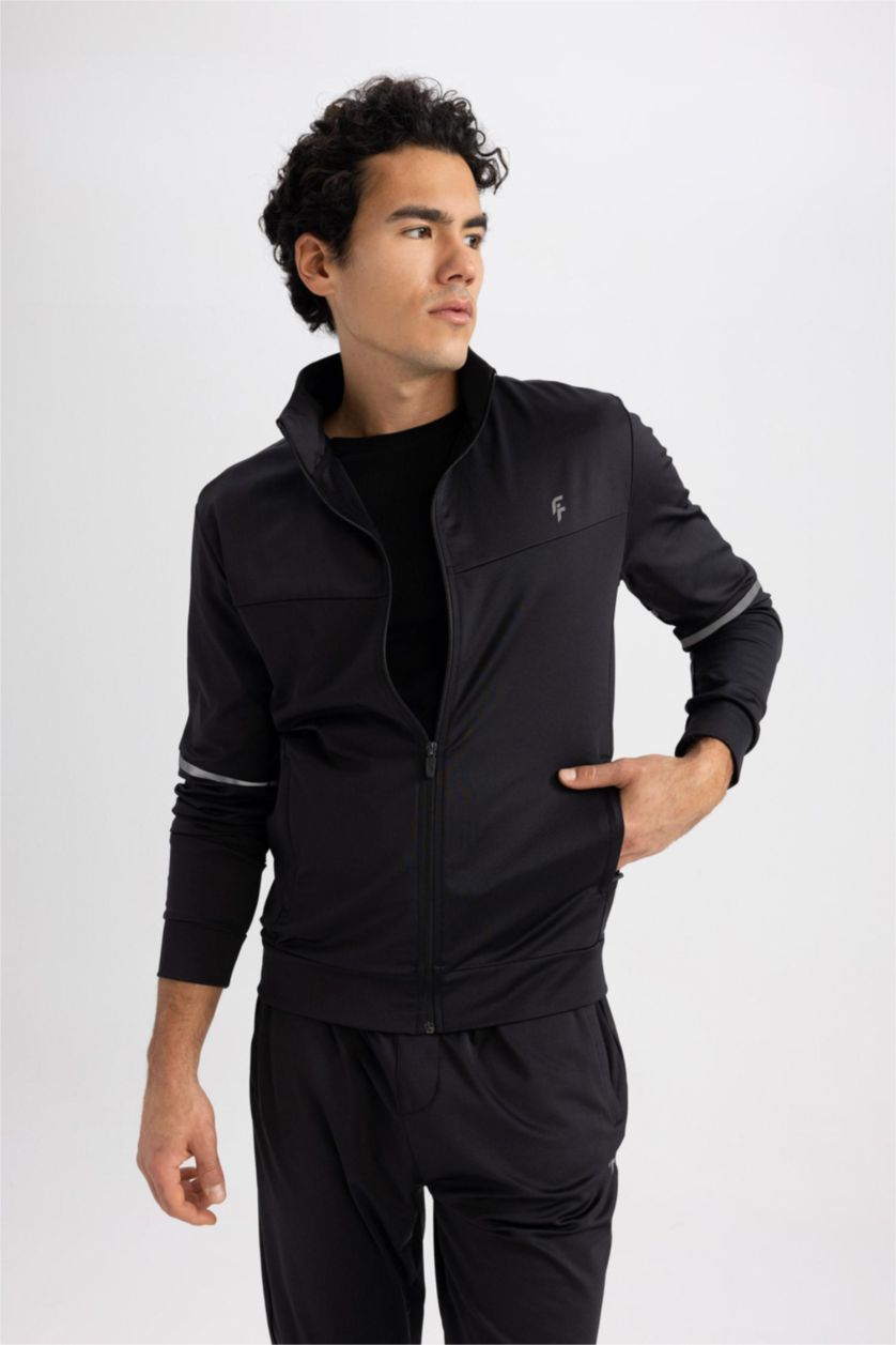 MAN Black Slim Fit Scuba Fabric Cardigan