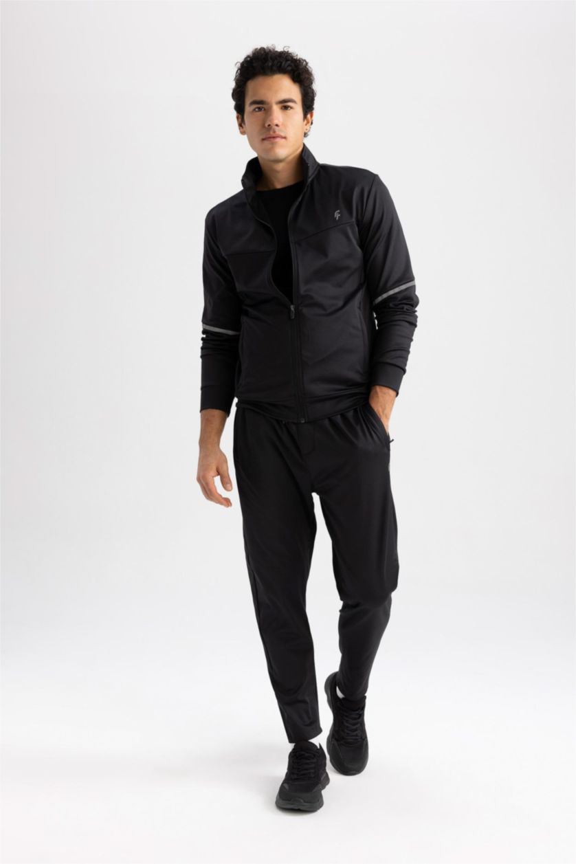 MAN Black Slim Fit Scuba Fabric Cardigan