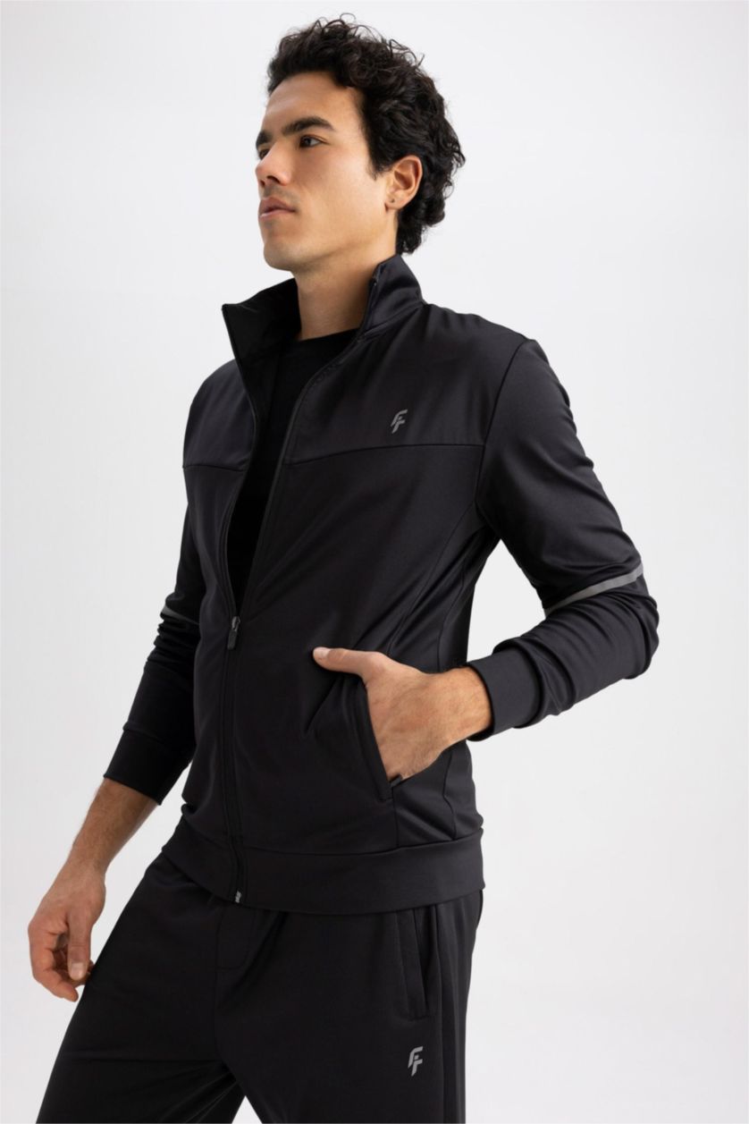 MAN Black Slim Fit Scuba Fabric Cardigan