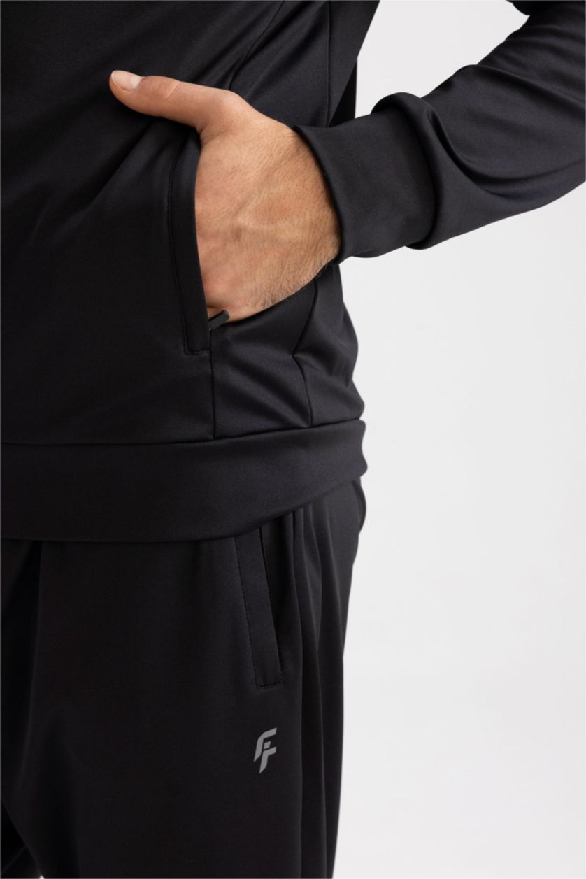 MAN Black Slim Fit Scuba Fabric Cardigan