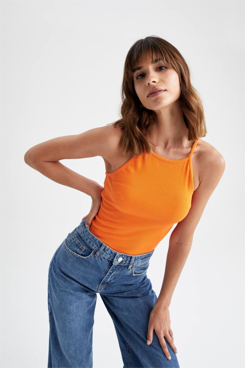 FEMME Orange Coupe slim raccourcie
