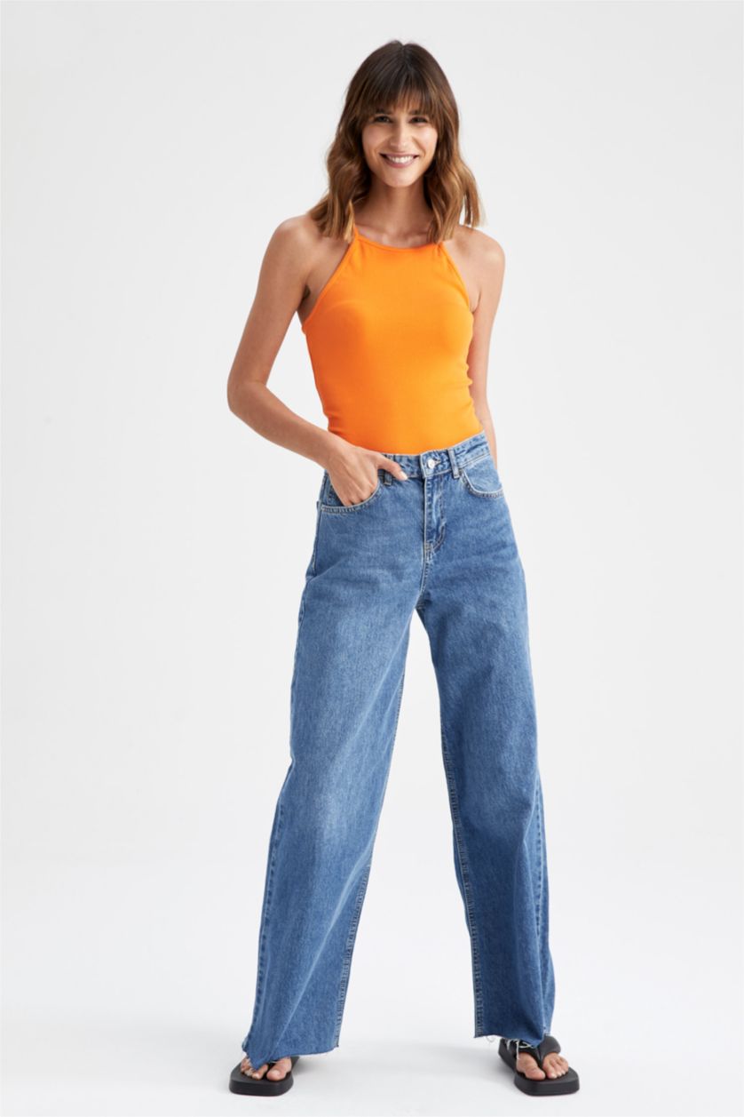FEMME Orange Coupe slim raccourcie