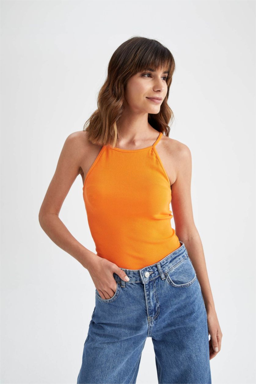 FEMME Orange Coupe slim raccourcie