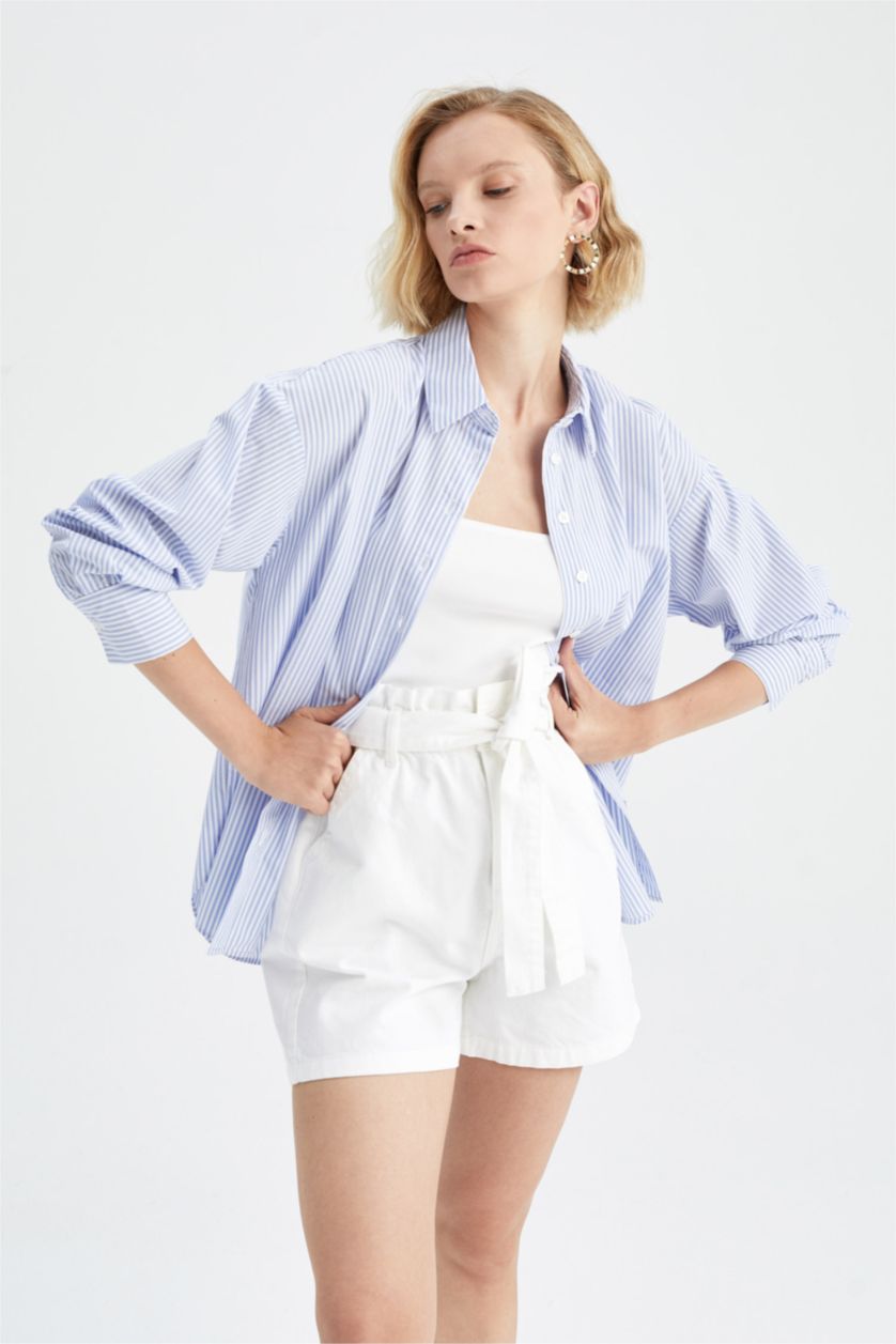 FEMME Bleu Chemises à manches longues Popeline Col De Chemise