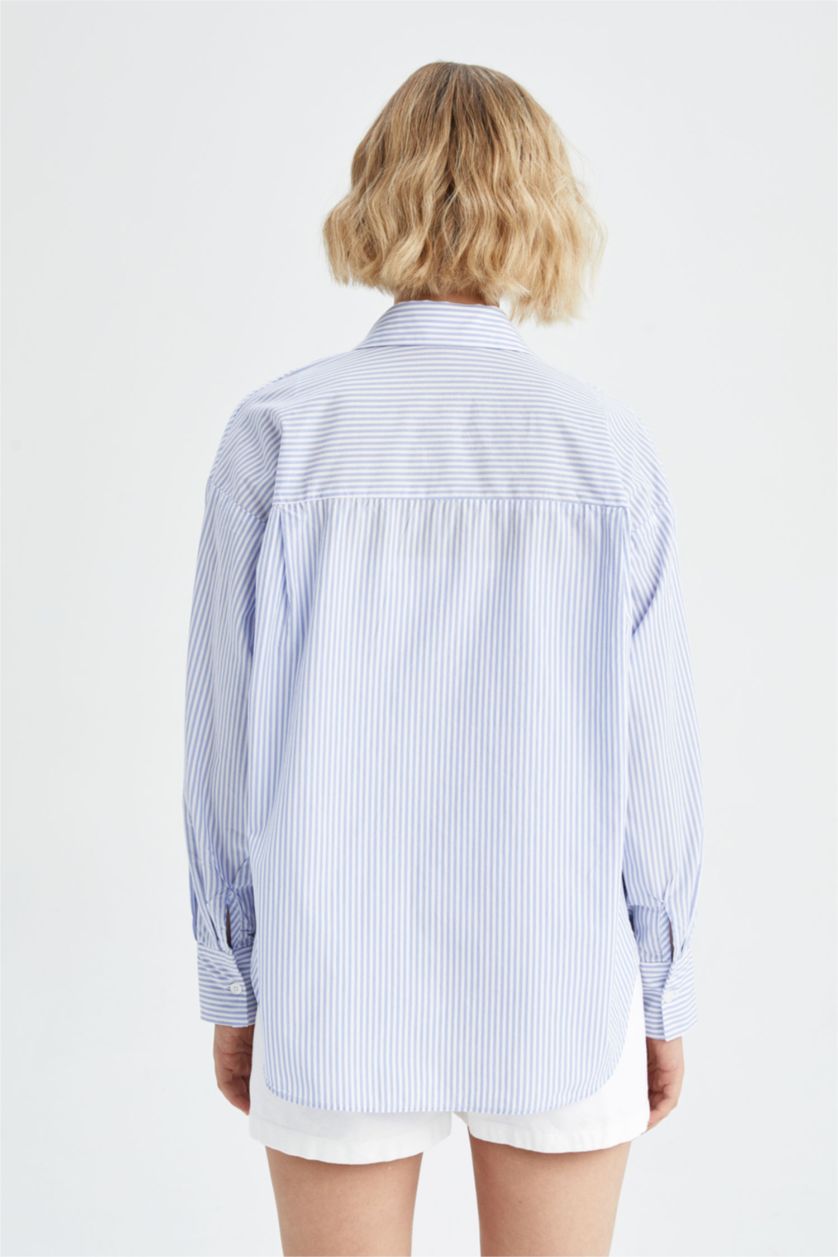 FEMME Bleu Chemises à manches longues Popeline Col De Chemise