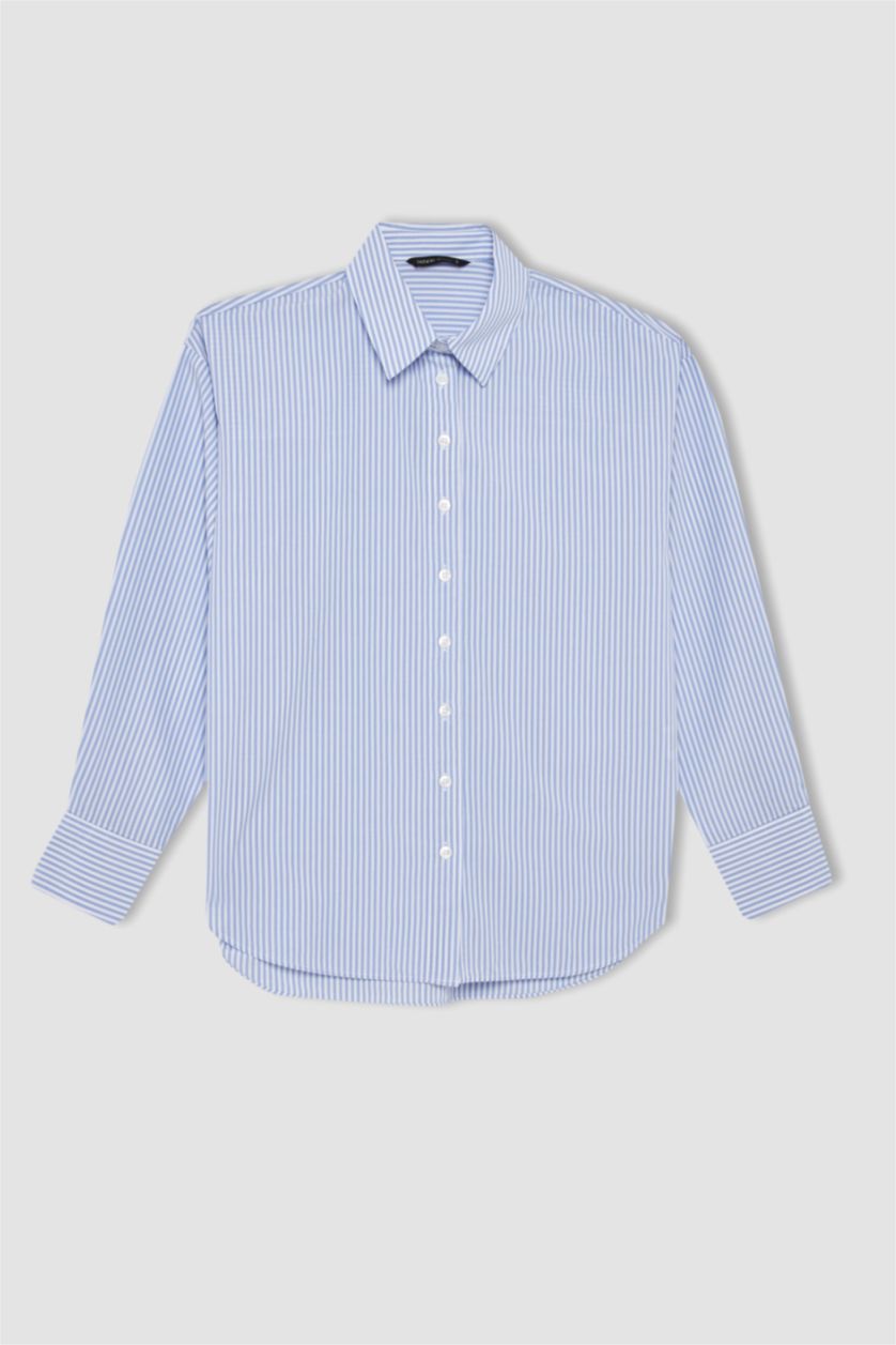 FEMME Bleu Chemises à manches longues Popeline Col De Chemise