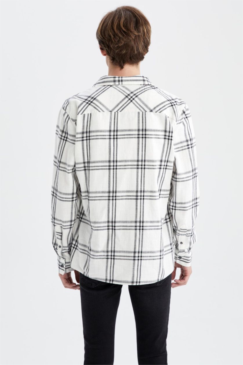 رجالي اللون الحجري قميص بولو قطن بوبلين بقصة عادية مطبوع