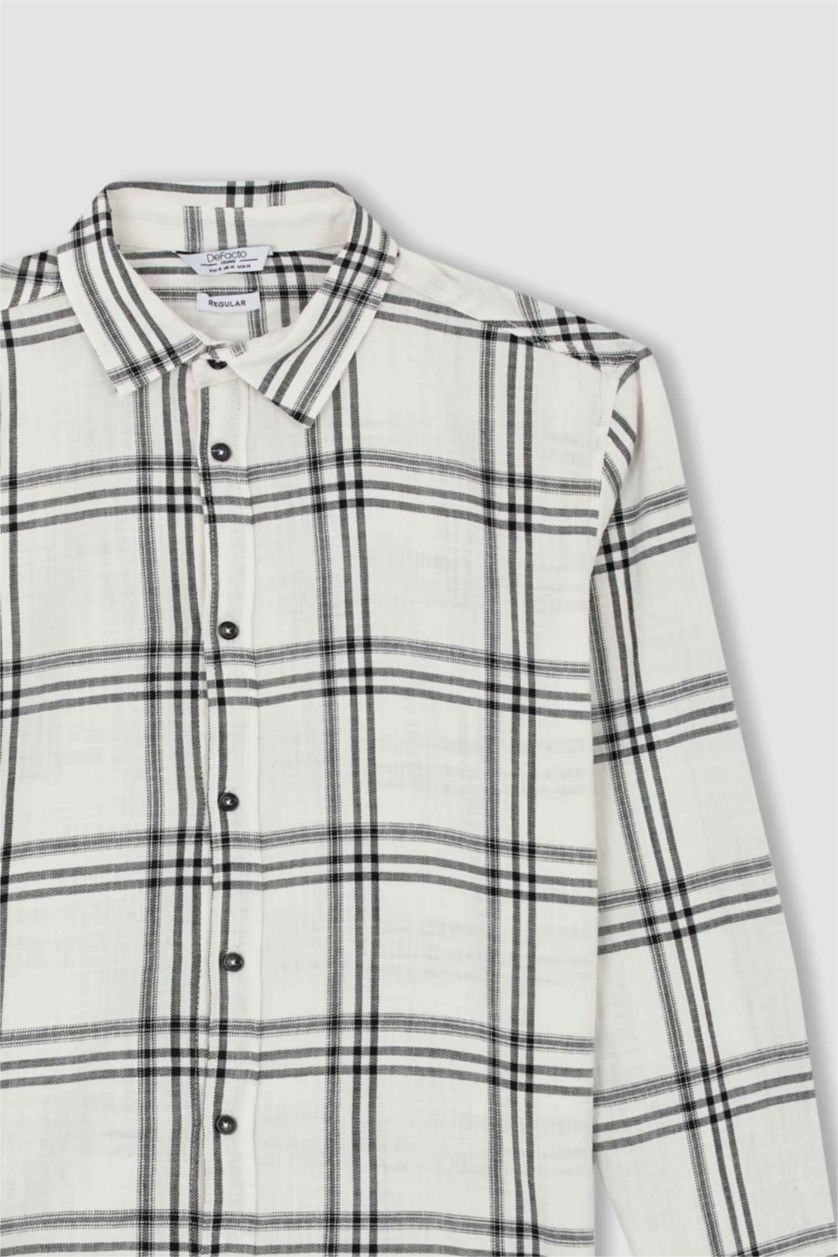 رجالي اللون الحجري قميص بولو قطن بوبلين بقصة عادية مطبوع