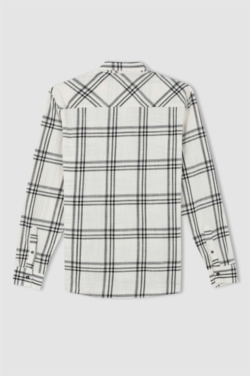 رجالي اللون الحجري قميص بولو قطن بوبلين بقصة عادية مطبوع