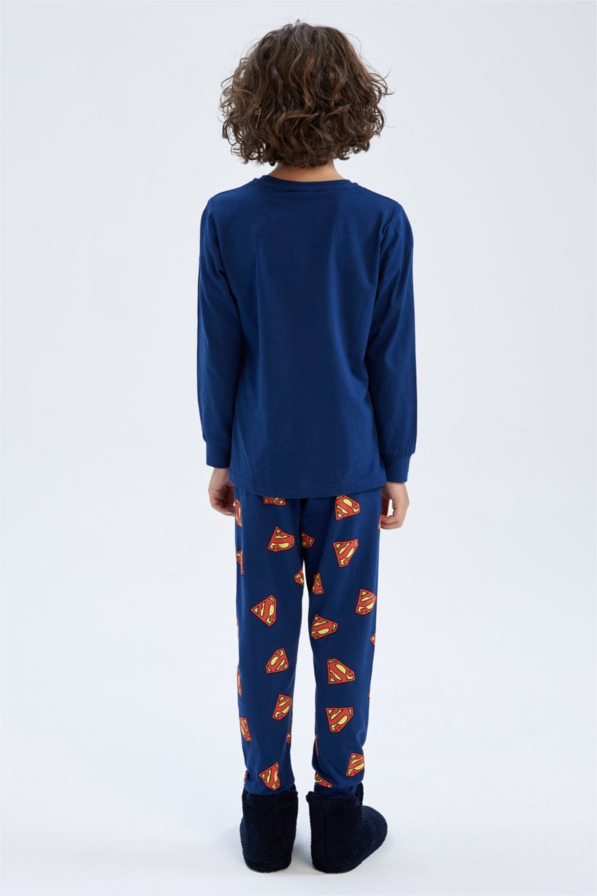 Erkek Çocuk - Genç Erkek Lacivert Erkek Çocuk Superman Uzun Kollu Pijama Takım
