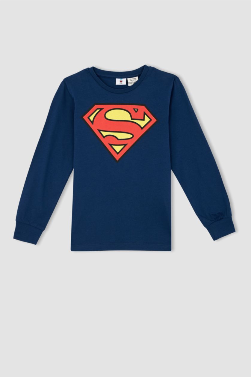 Erkek Çocuk - Genç Erkek Lacivert Erkek Çocuk Superman Uzun Kollu Pijama Takım