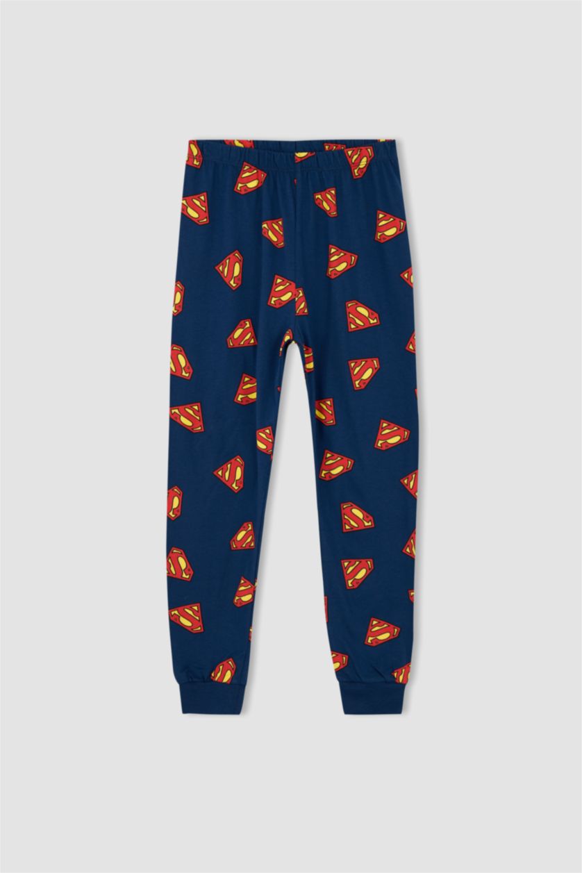 Erkek Çocuk - Genç Erkek Lacivert Erkek Çocuk Superman Uzun Kollu Pijama Takım