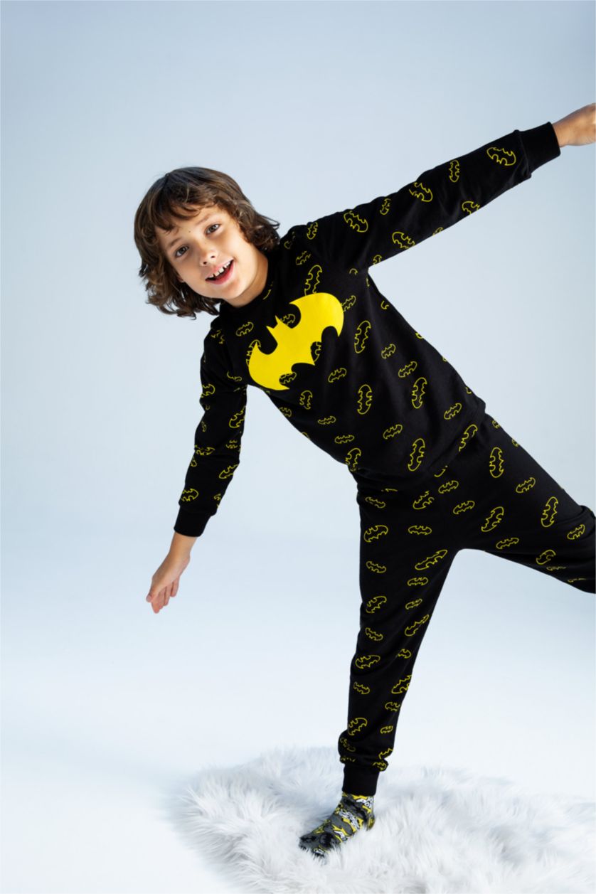 BOYS & TEENS Black Boy Batman Licensed Regular Fit Long Sleeve Pajamas Set