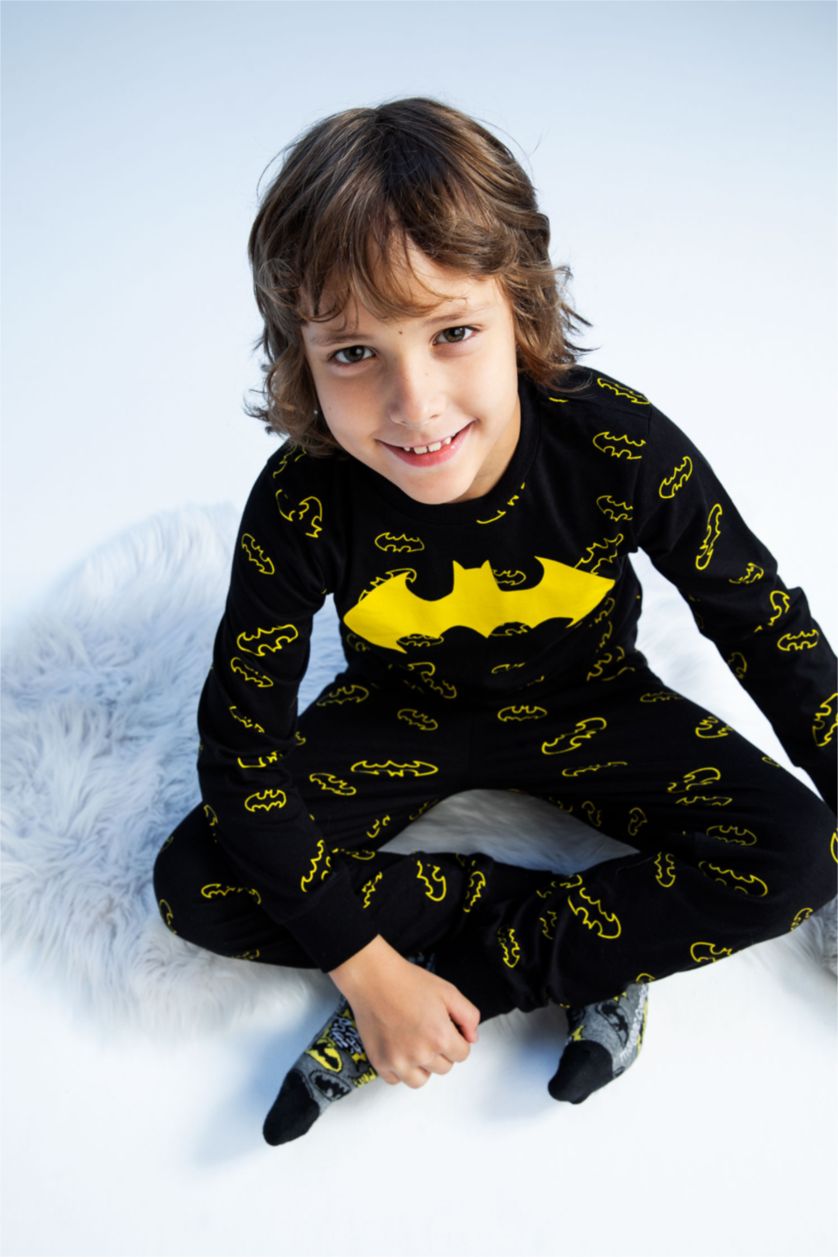 BOYS & TEENS Black Boy Batman Licensed Regular Fit Long Sleeve Pajamas Set