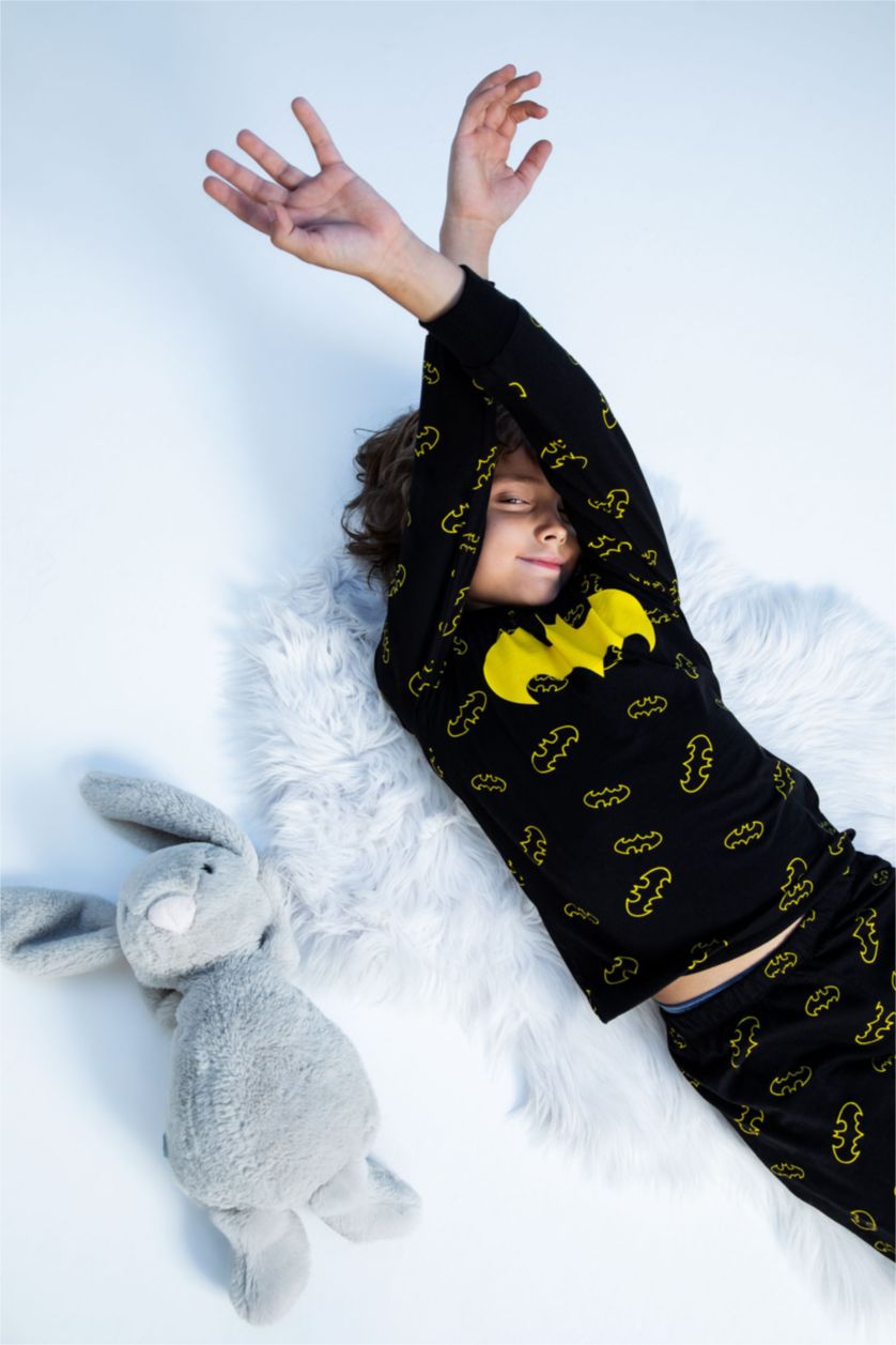 BOYS & TEENS Black Boy Batman Licensed Regular Fit Long Sleeve Pajamas Set