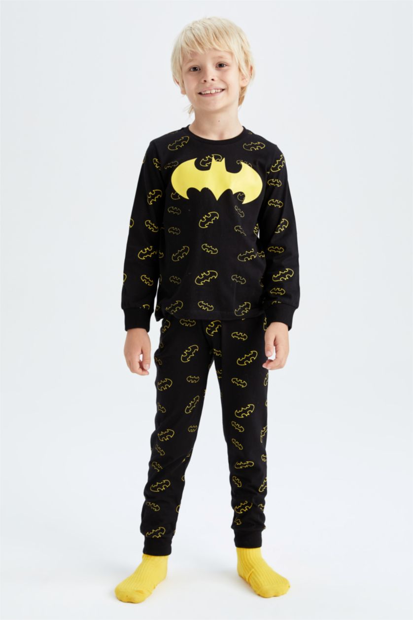 BOYS & TEENS Black Boy Batman Licensed Regular Fit Long Sleeve Pajamas Set