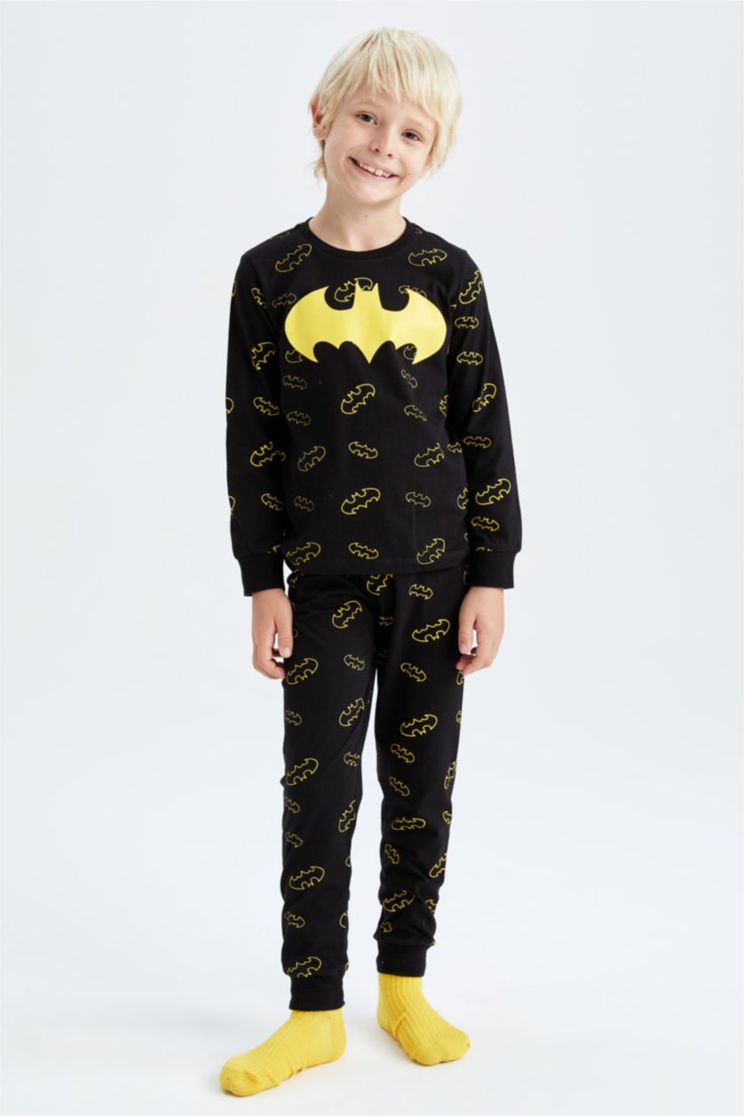 BOYS & TEENS Black Boy Batman Licensed Regular Fit Long Sleeve Pajamas Set