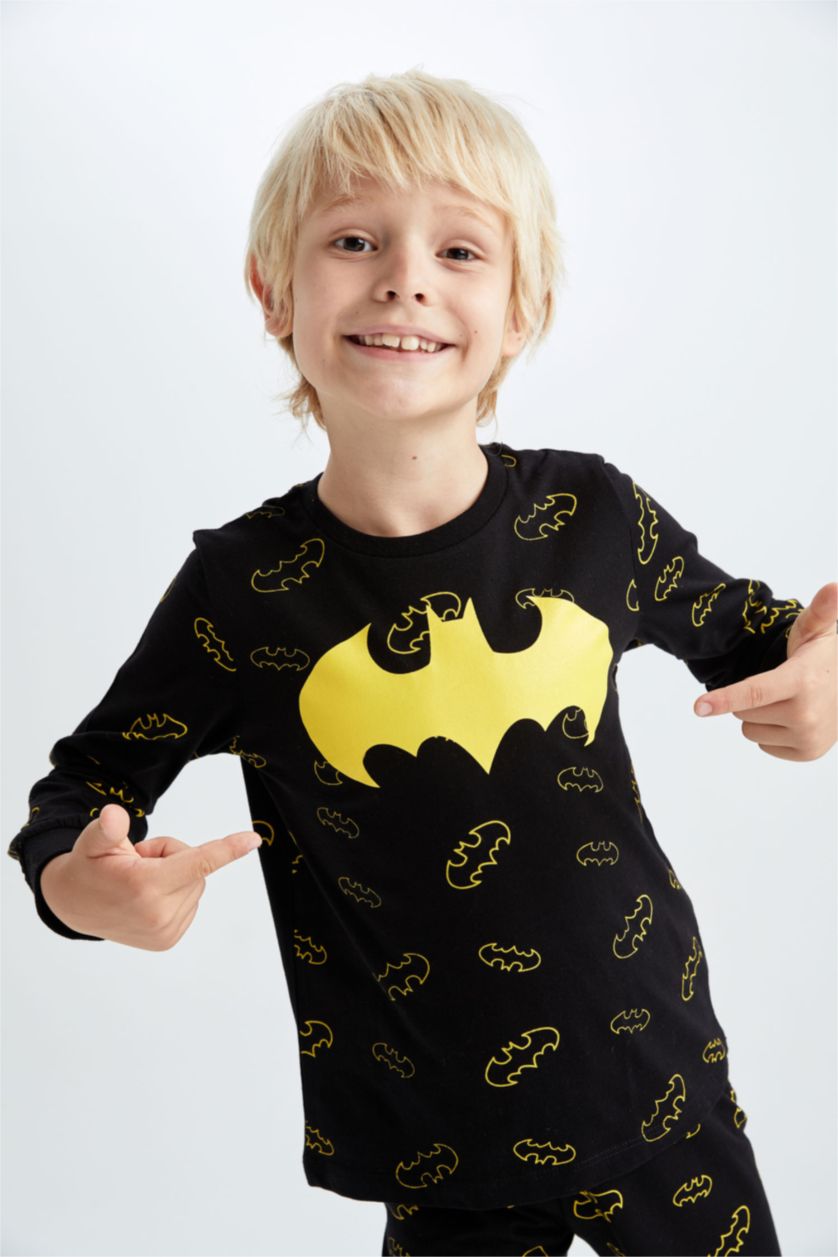 BOYS & TEENS Black Boy Batman Licensed Regular Fit Long Sleeve Pajamas Set