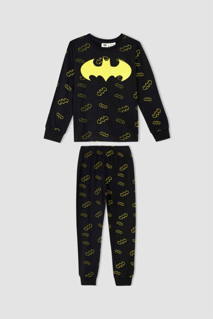 BOYS & TEENS Black Boy Batman Licensed Regular Fit Long Sleeve Pajamas Set