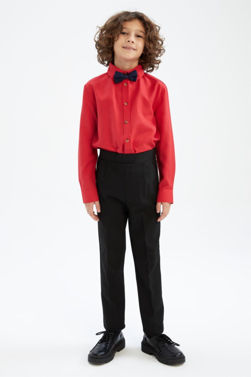 GARÇONS Rouge Chemises à manches longues Oxford Col Polo Garçon