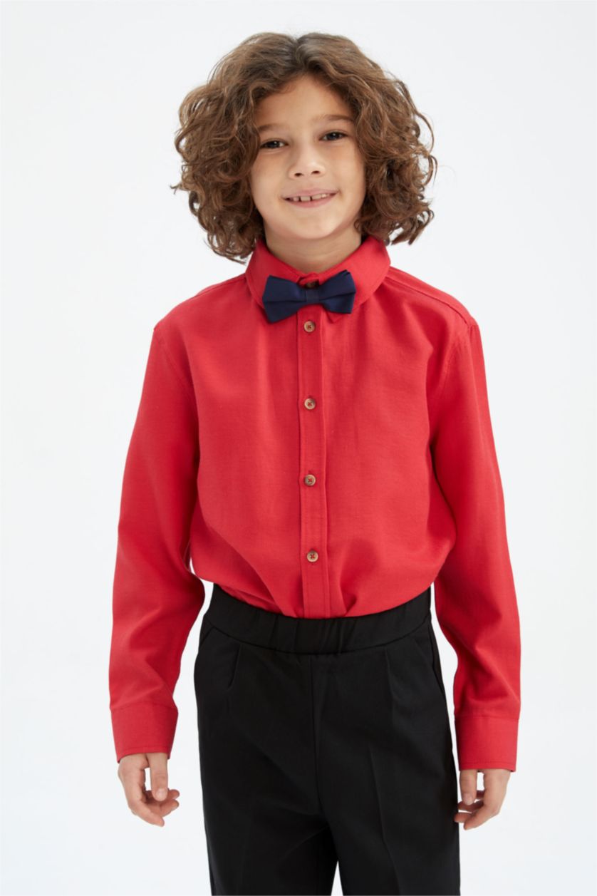 GARÇONS Rouge Chemises à manches longues Oxford Col Polo Garçon