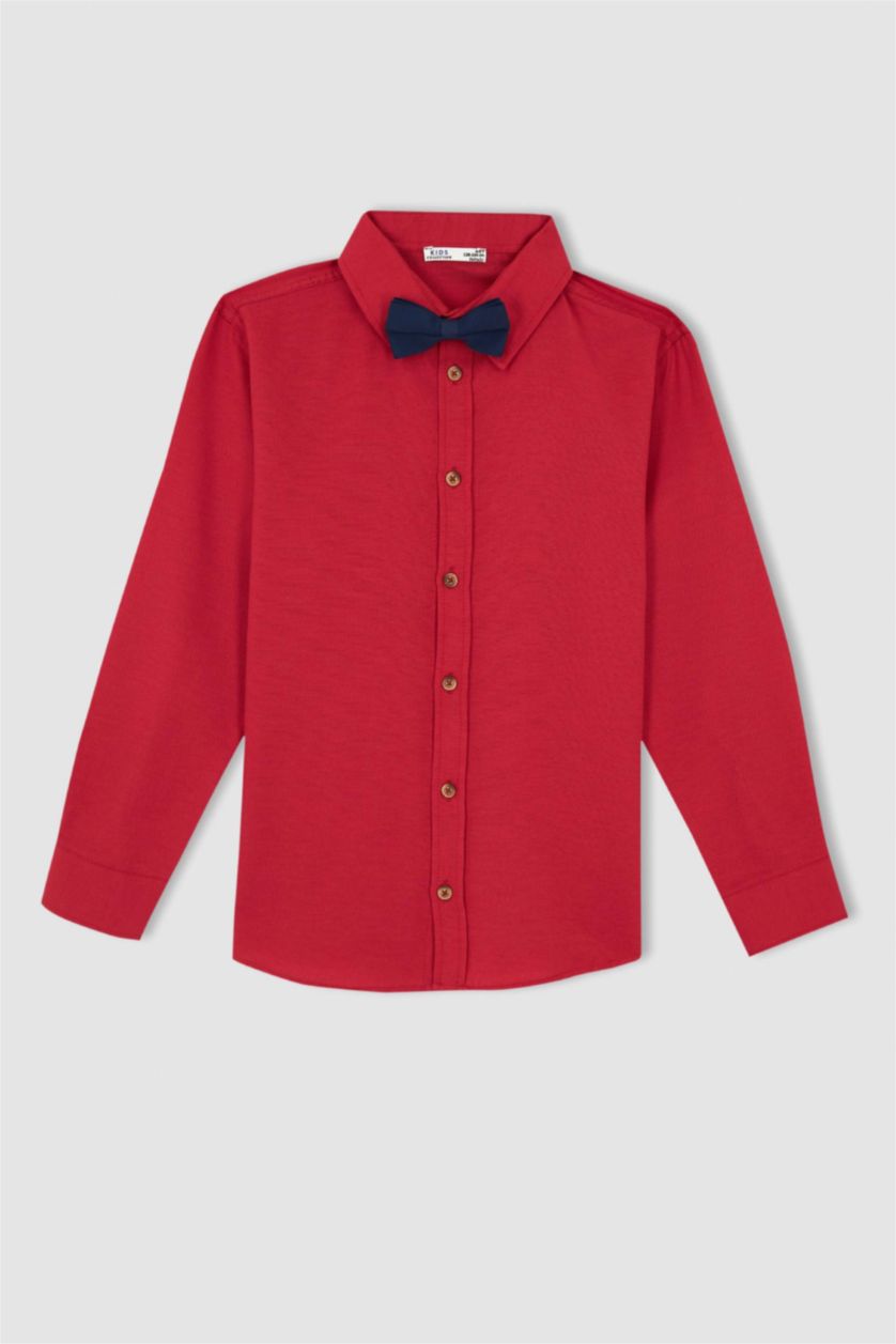 GARÇONS Rouge Chemises à manches longues Oxford Col Polo Garçon