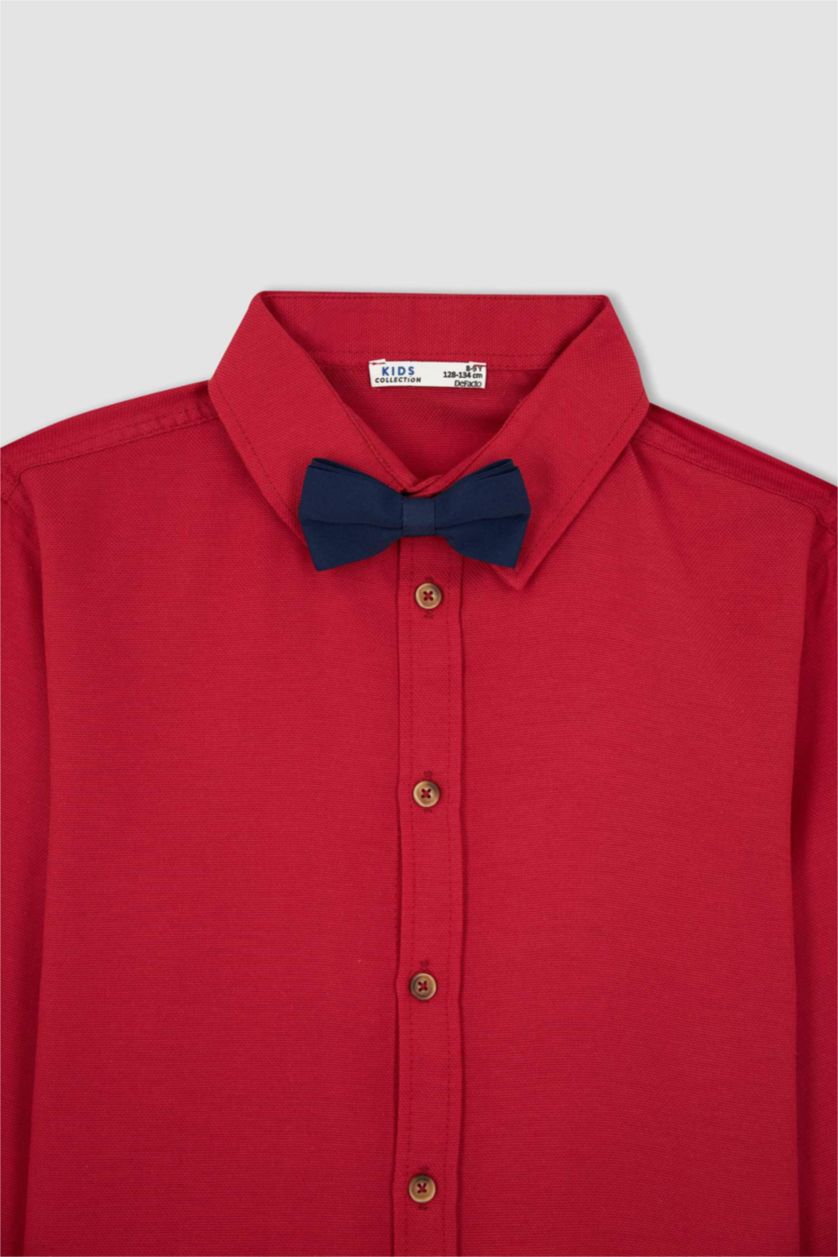 GARÇONS Rouge Chemises à manches longues Oxford Col Polo Garçon