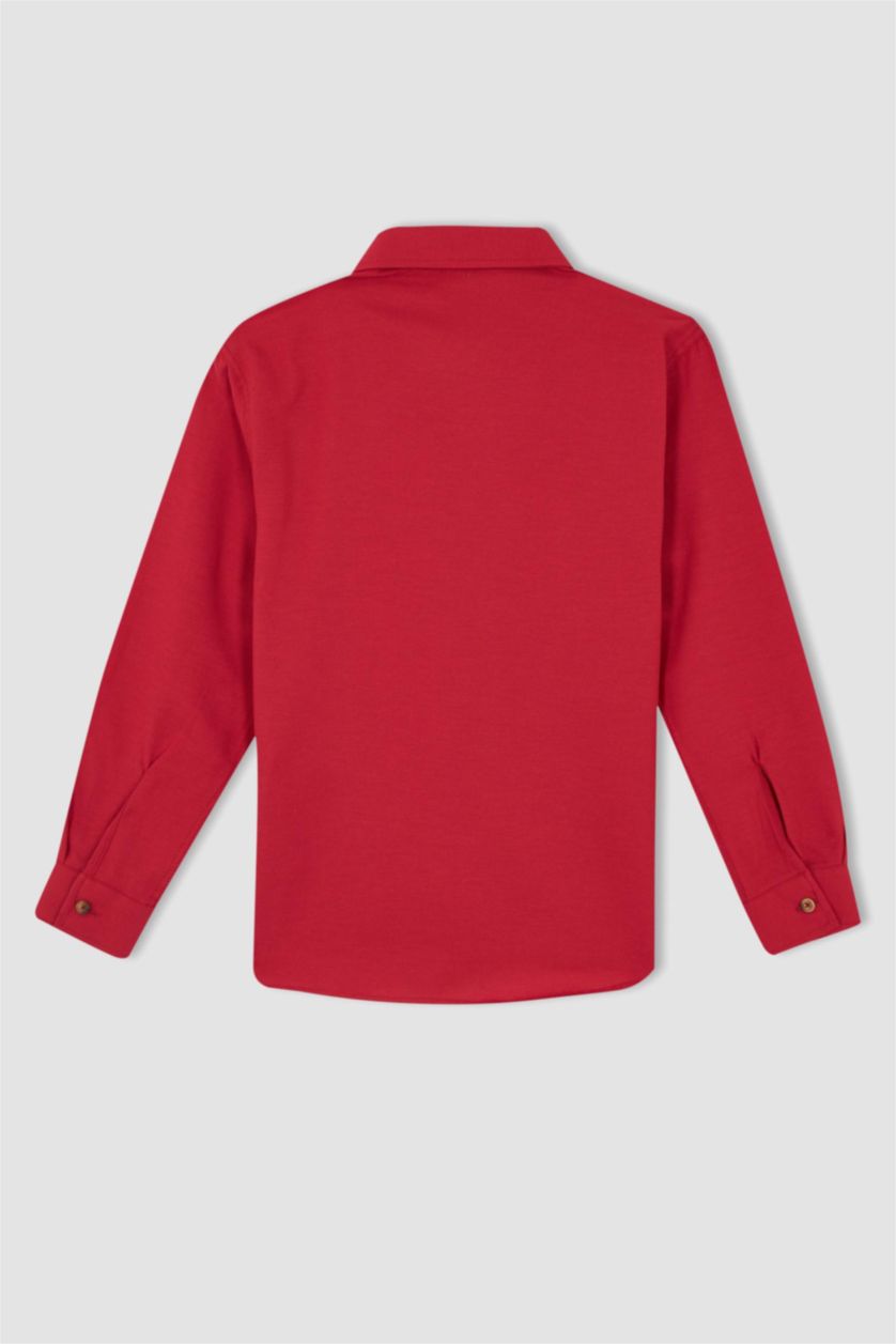GARÇONS Rouge Chemises à manches longues Oxford Col Polo Garçon