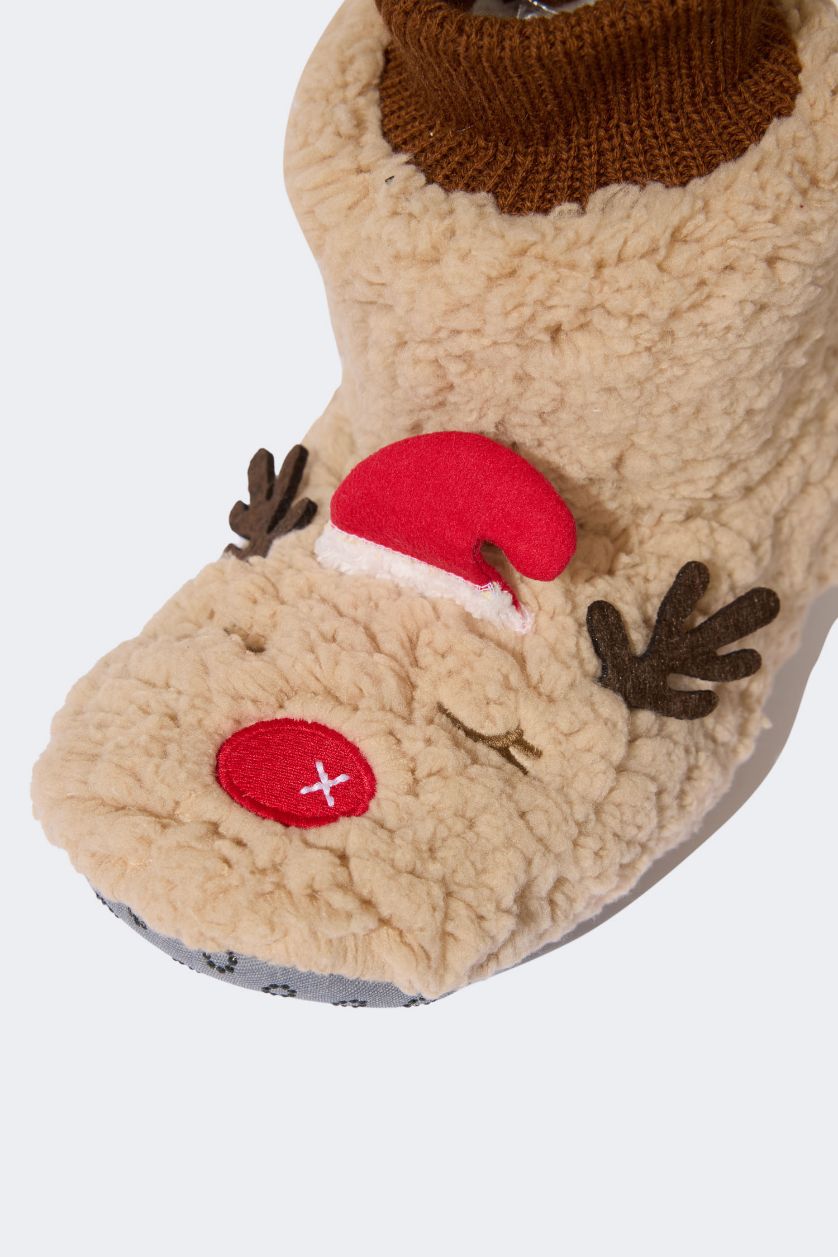 Woman Brown Women Fall in Love Slip On Home Slippers