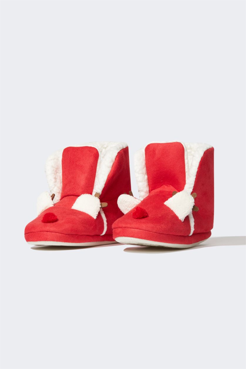 Kadın Kırmızı Kadın Fall in Love Suni Kürklü Kışlık Ev Botu