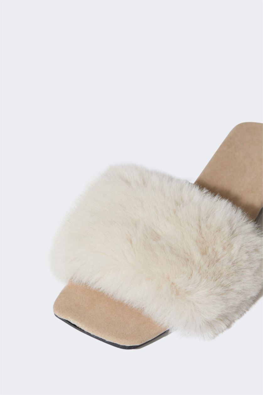 Kadın Bej Kadın Fall in Love Düz Taban Kışlık Slip On Ev Terliği