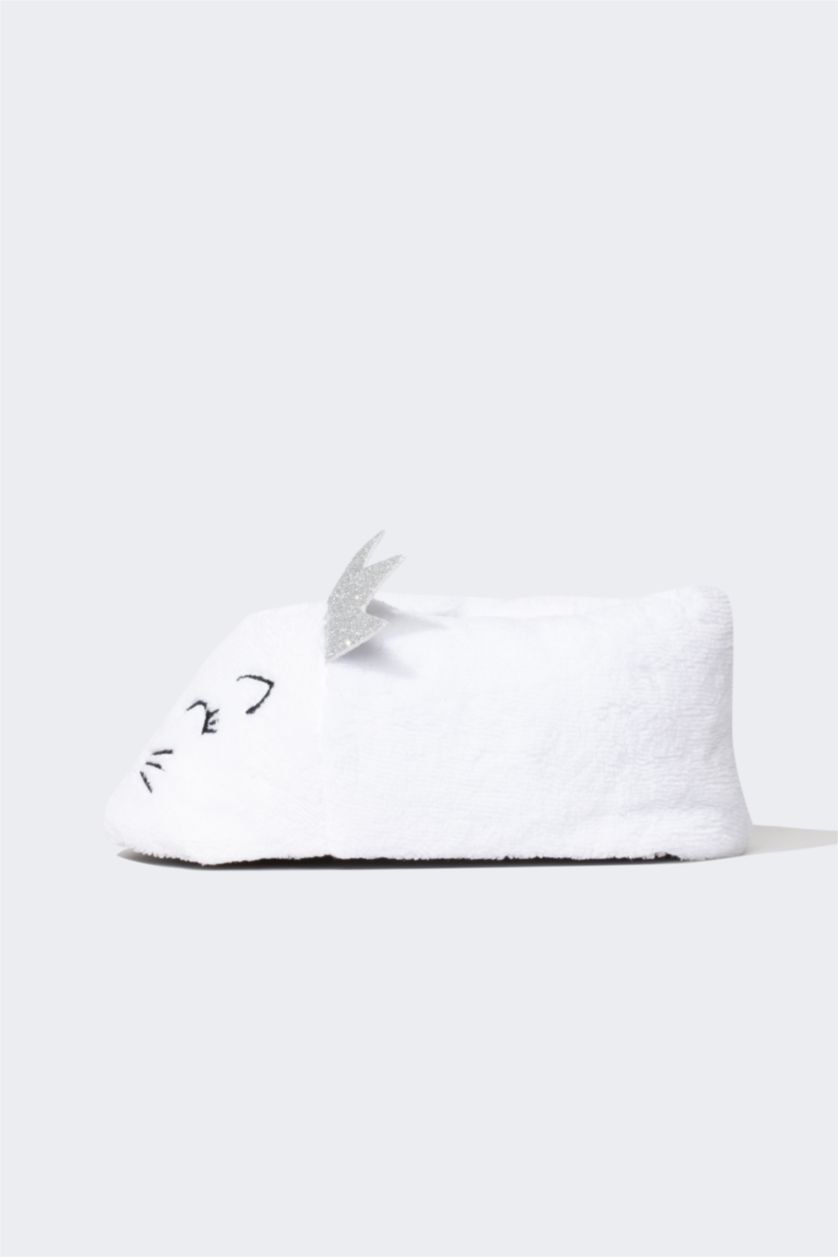 Kadın Kırık Beyaz Kadın Fall in Love Kedi Figürlü Panduf