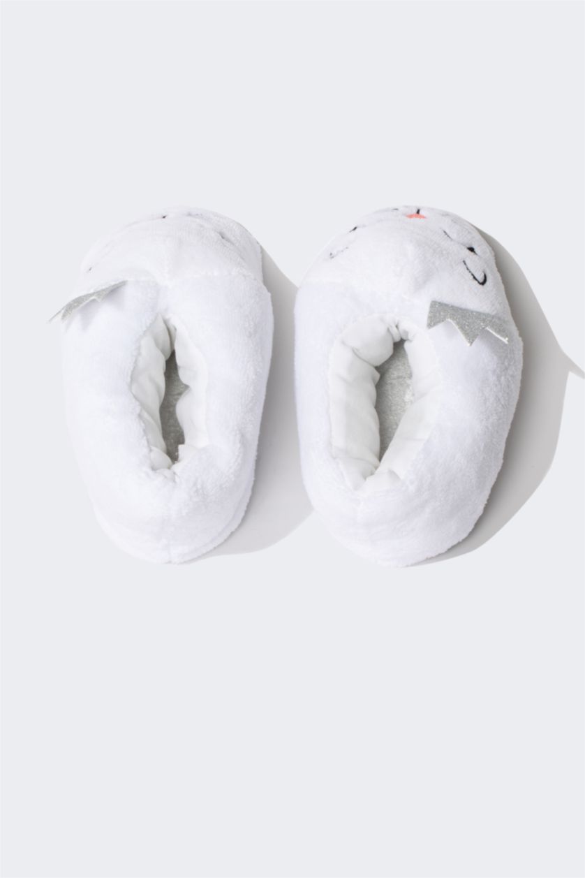 Kadın Kırık Beyaz Kadın Fall in Love Kedi Figürlü Panduf