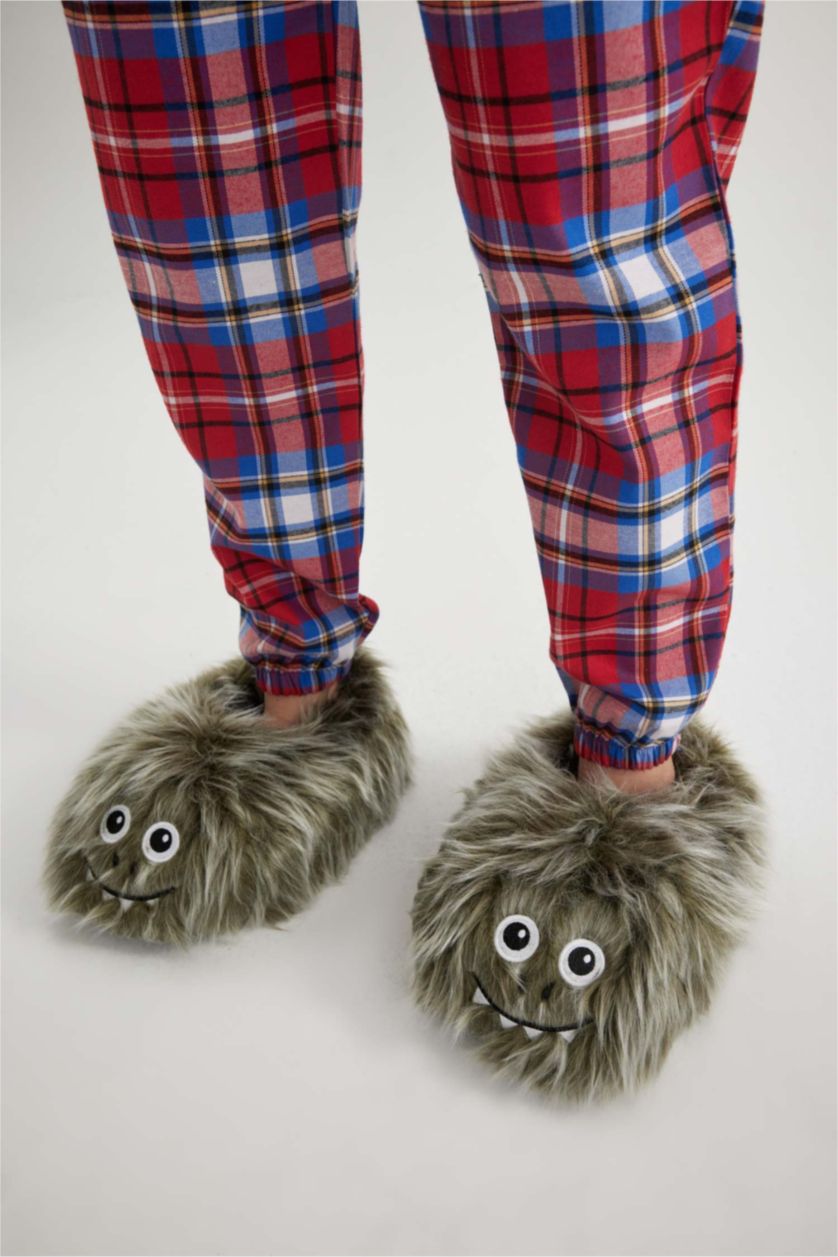 نساء أخضر شبشب منزلي نسائي بكعب مسطح بدون أربطة شتوي Fall In Love من