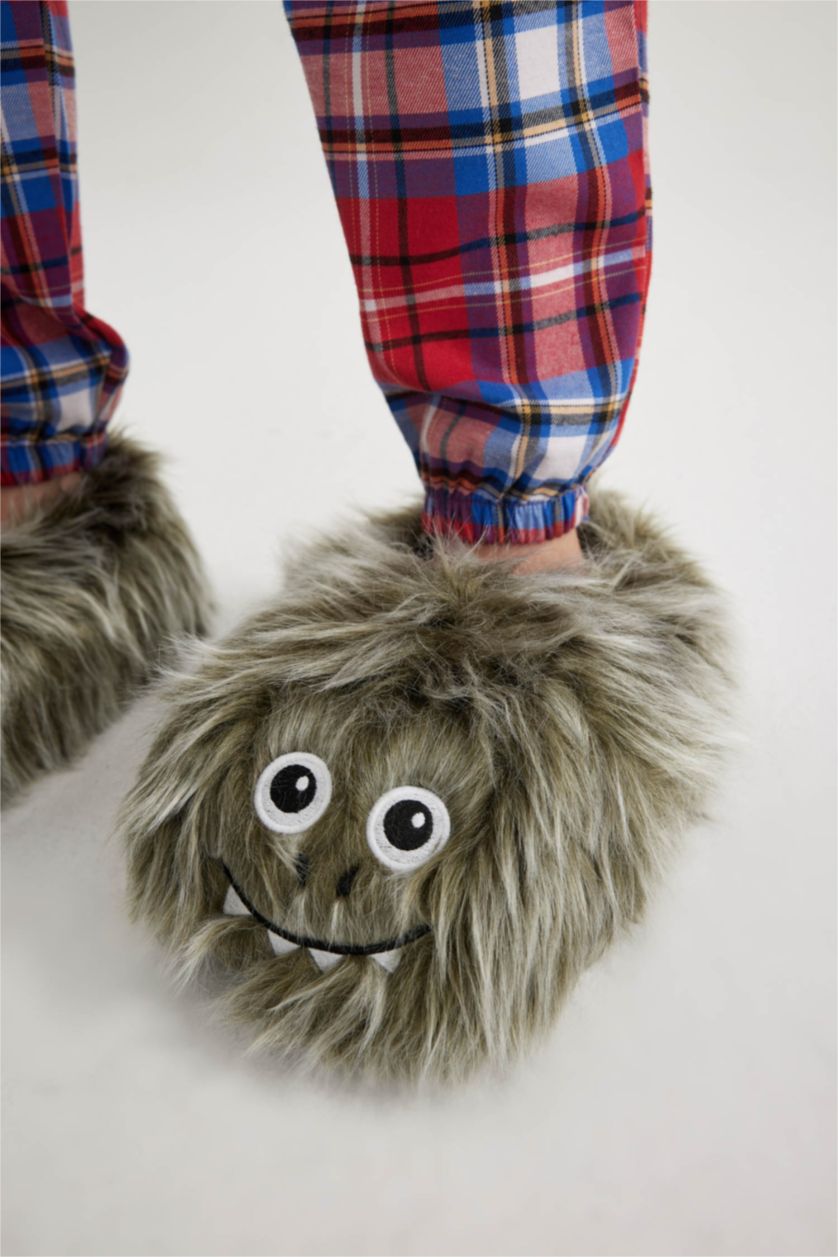 نساء أخضر شبشب منزلي نسائي بكعب مسطح بدون أربطة شتوي Fall In Love من