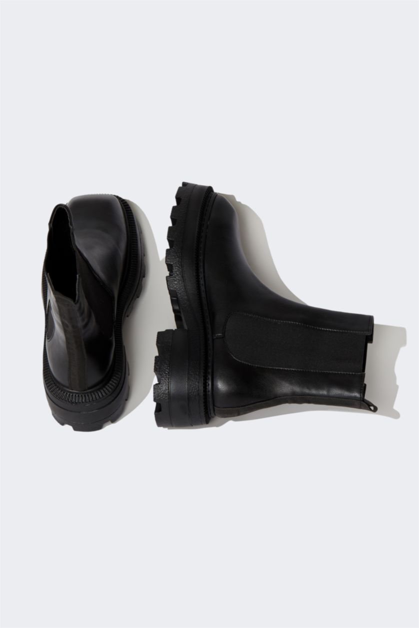 FEMME Noir Bottes Semelle Épaisse Femme