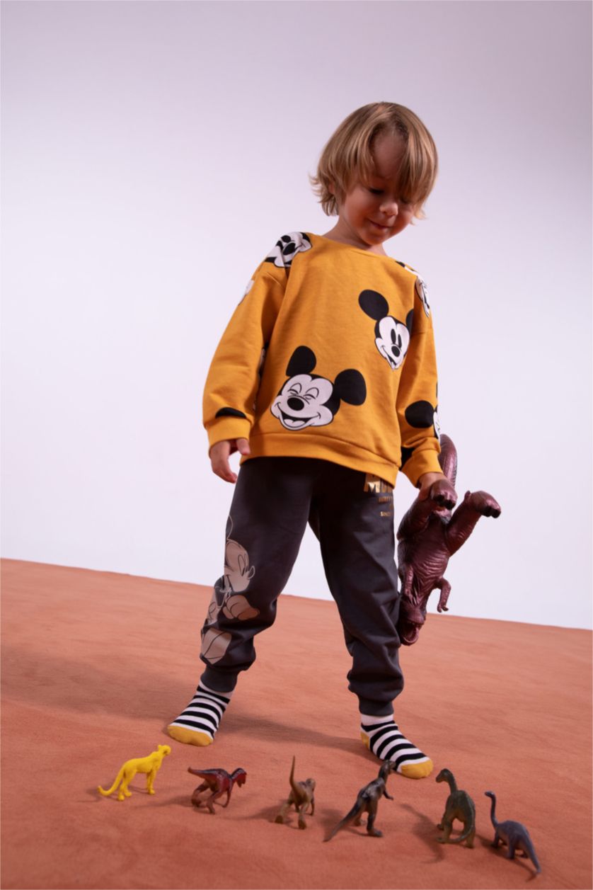 Erkek Bebek Sarı Erkek Bebek Disney Mickey & Minnie Bisiklet Yaka Sweatshirt