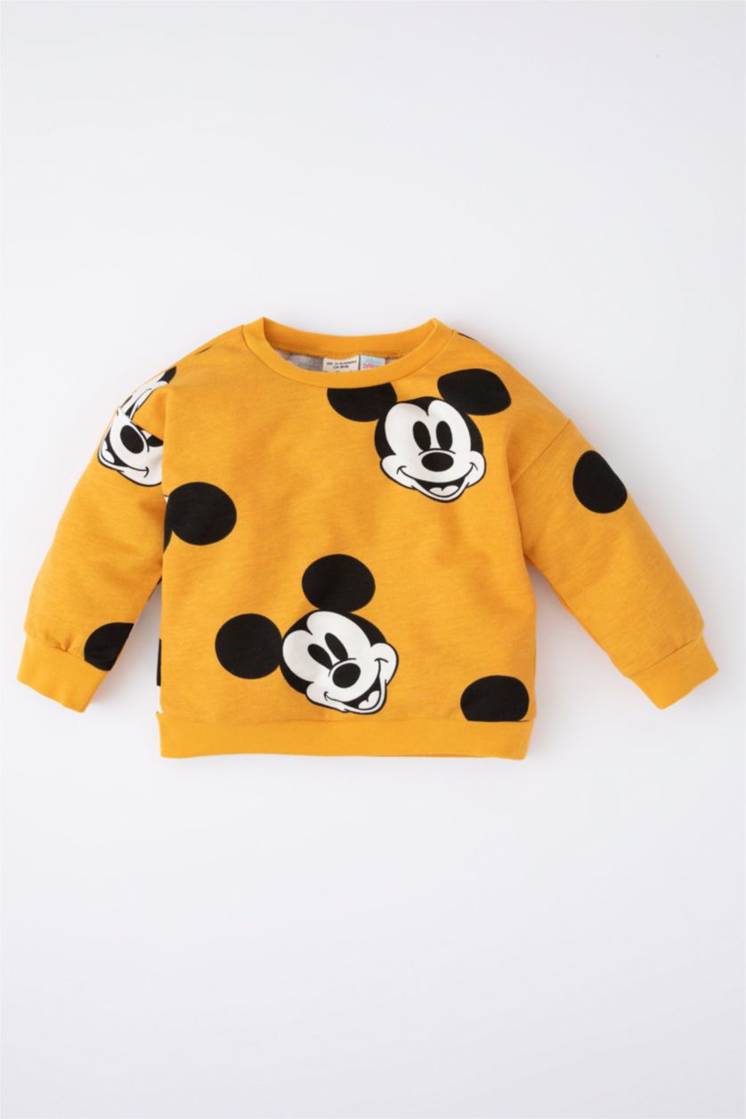 Erkek Bebek Sarı Erkek Bebek Disney Mickey & Minnie Bisiklet Yaka Sweatshirt