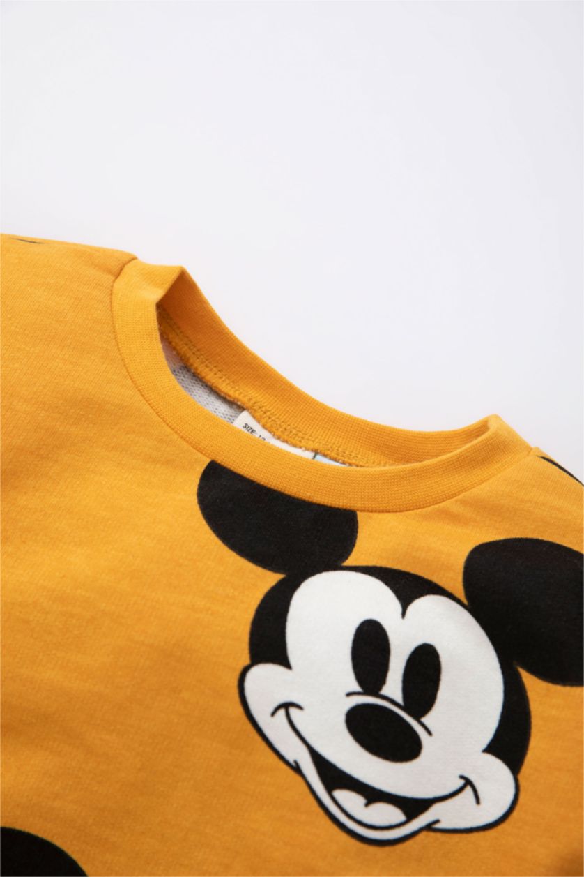 Erkek Bebek Sarı Erkek Bebek Disney Mickey & Minnie Bisiklet Yaka Sweatshirt